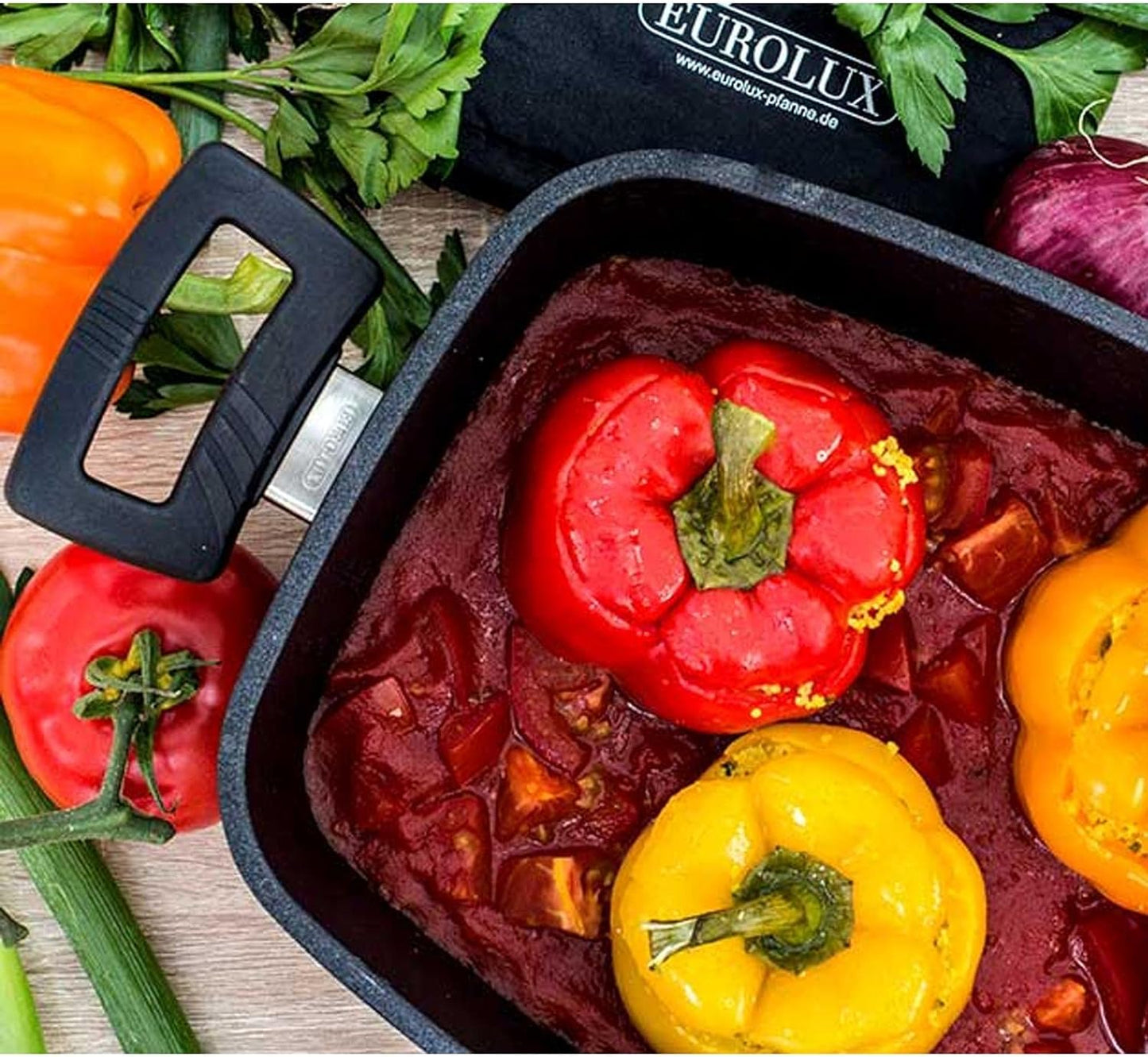 Eurolux premium roaster 33 x 22 x 11 cm, With side handles, Incl. glass lid