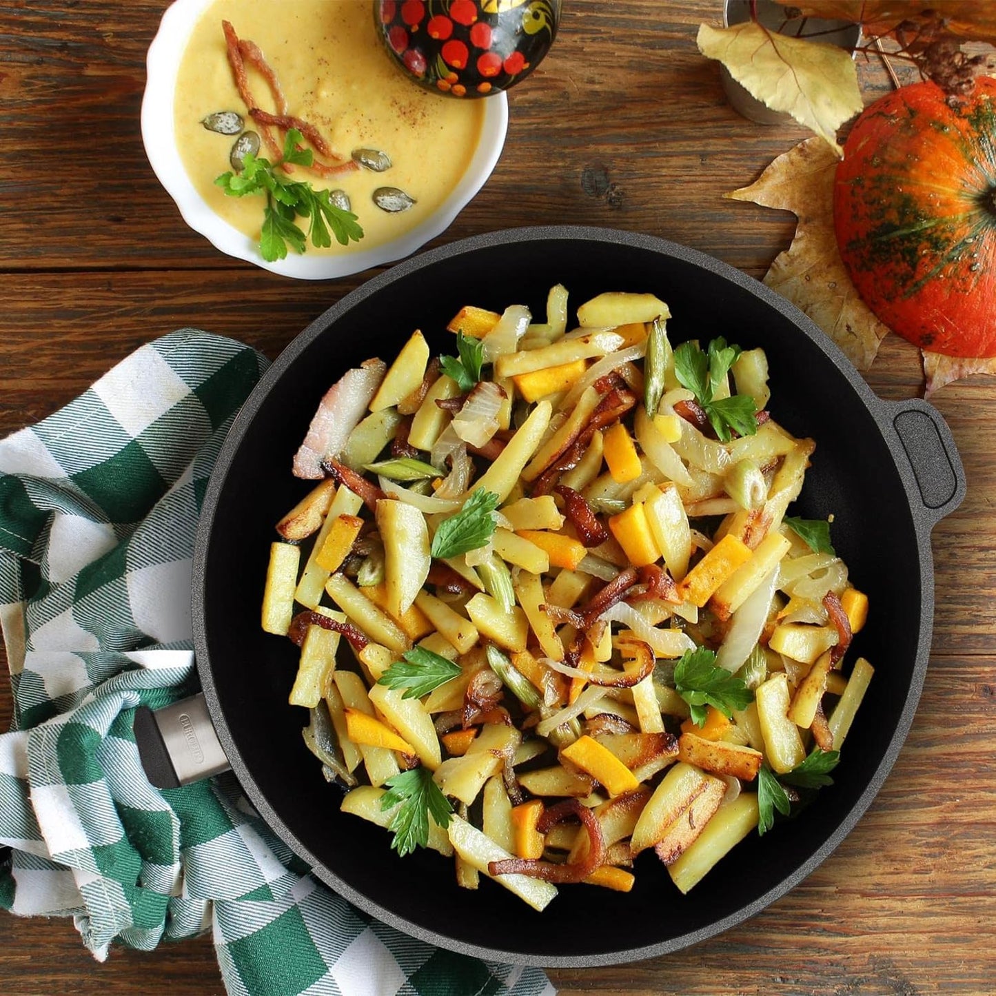 Eurolux Flat Frying Pan Cast Aluminum  Ø 20, 24, 26, 28, 32 cm, Induction friendly, Removable handle, Made in Germany