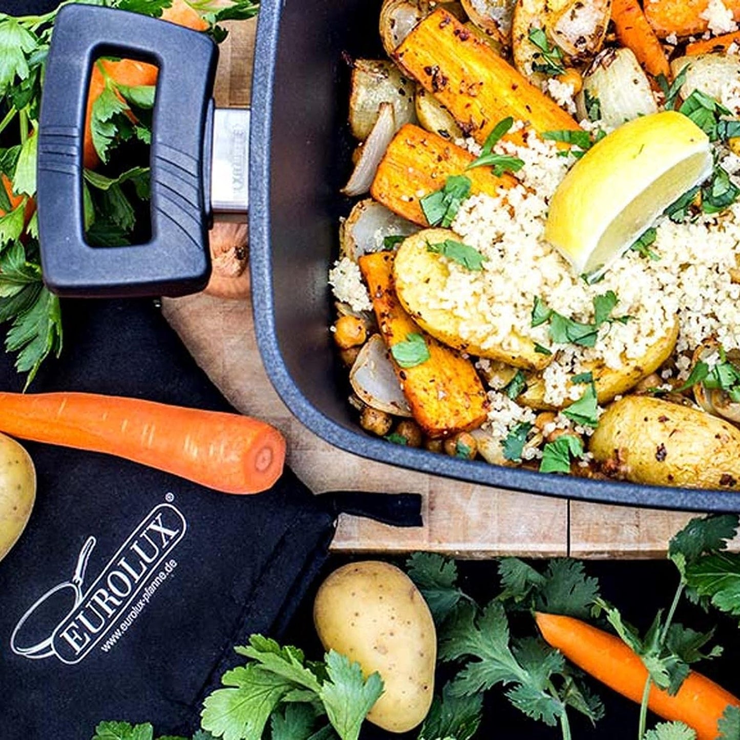 Eurolux Premium casserole dish 28 x 28 cm, 7 cm H, 4.0 L - Suitable for Induction, Made in Germany