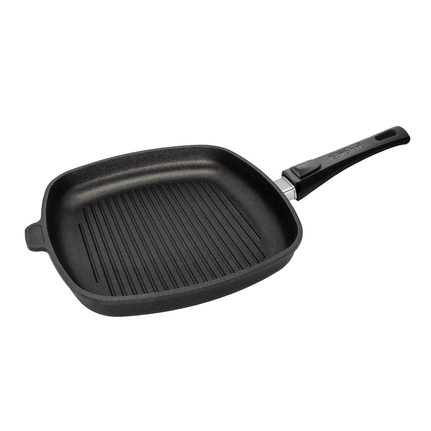 Eurolux Premium grill pan, 28 x 28 x 5 cm square, Induction friendly, Removable handle, Made in Germany