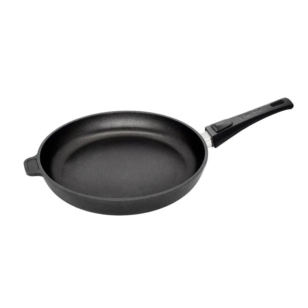 Eurolux Flat Frying Pan Cast Aluminum  Ø 20, 24, 26, 28, 32 cm, Induction friendly, Removable handle, Made in Germany