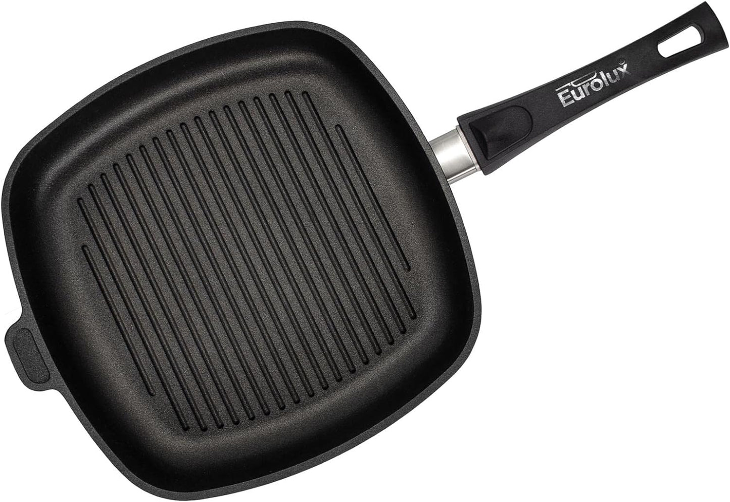 Eurolux Premium grill pan, 28 x 28 x 5 cm square, Induction friendly, Removable handle, Made in Germany