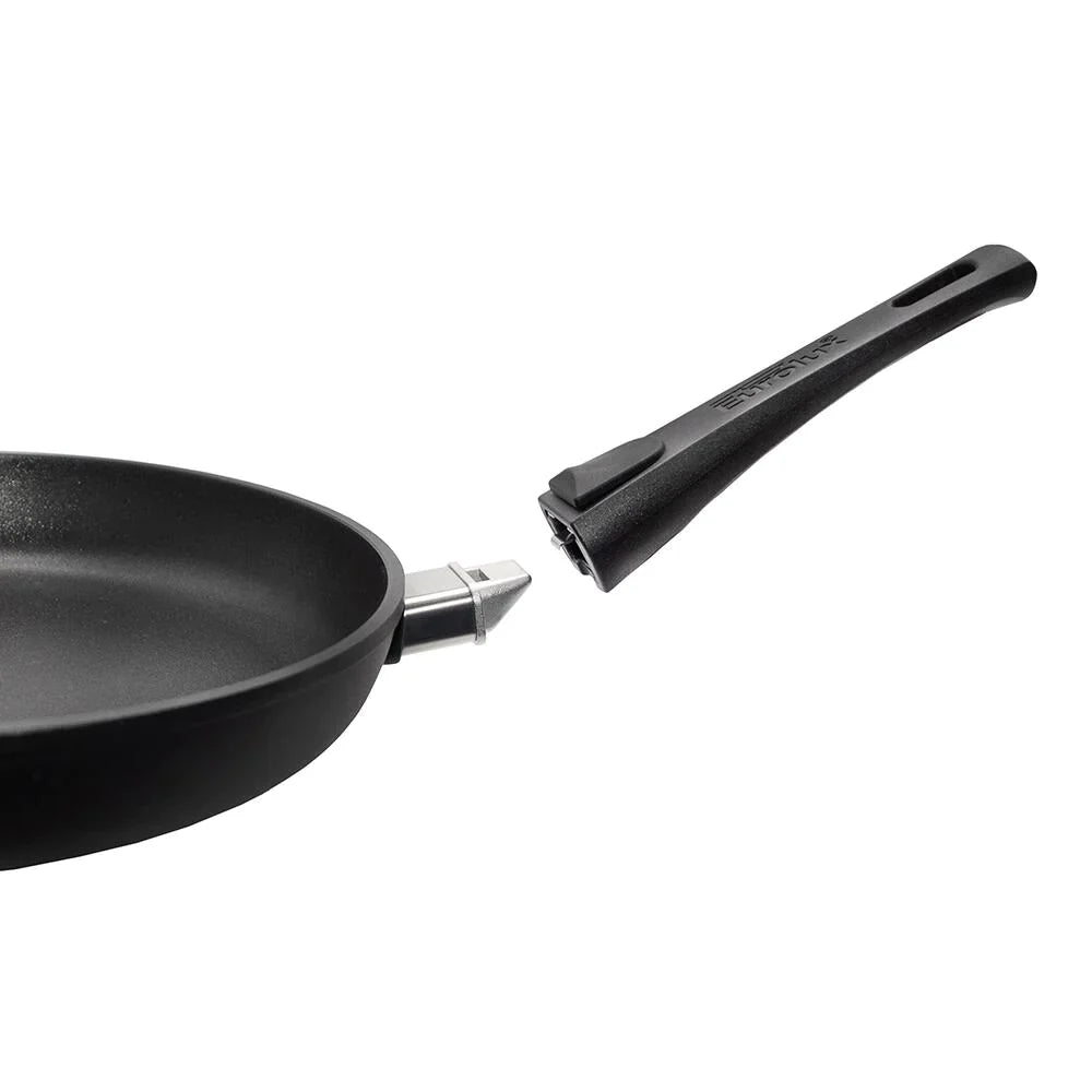 Eurolux Flat Frying Pan Cast Aluminum  Ø 20, 24, 26, 28, 32 cm, Induction friendly, Removable handle, Made in Germany