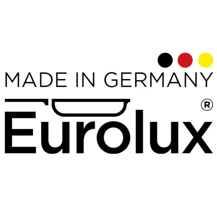 Eurolux premium stewing pan, Ø 24, 26, 28, & 32 cm, 10 cm high, with 2 fixed handles, Induction friendly, Made in Germany